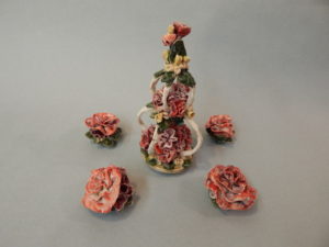 Red rose bouquet group ( 5 pc.) Ceramic paper-clay mixed-media