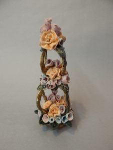 Aqua Peach-lavender rose petite Ceramic Paper clay mixed-media