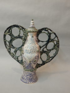 Blue India Elephant Stoneware mixed media