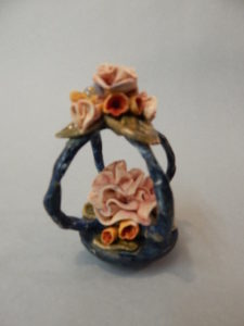 Dry pink rose mini petite Ceramic paper-clay mixed-media