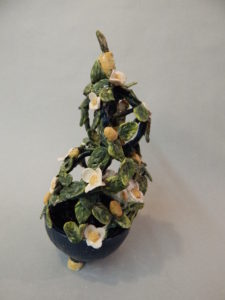 Pear Blossom topiary petite Ceramic paper-clay mixed-media
